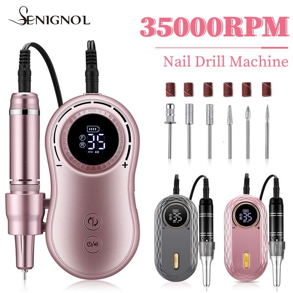 Attrezzatura per nail art SENIGNOL 35000 RPM Trapano per unghie Display LCD Portatile ricaricabile per strumenti per manicure e pedicure Attrezzatura professionale per unghie 230325