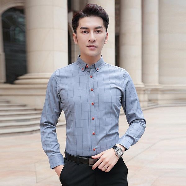 Herrenhemden Kleidung Mode Herbst Baumwolle Herrenhemd Trend Casual Korean Slim ShirtsHerren