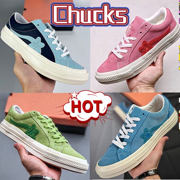 New OX golf le fleur sapatos casuais designer chucks hi star tênis plataforma sapato de lona vulcanizado camurça chama amarela Geranium Pink Jade Lime tênis masculino feminino