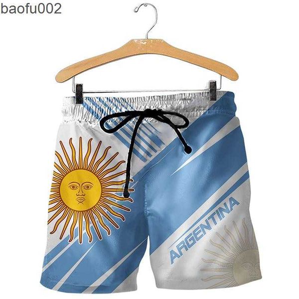 Shorts masculinos Hot Argentina Novo Shorts de Moda de Verão 3D Impressão Men e Women's Street Wear Casual Cool Shorts 02 W0327