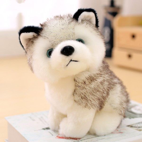 Giocattolo di peluche Husky realistico, animale di peluche morbido, cucciolo carino, husky siberiano, figura di bambola per regalo di compleanno per ragazze