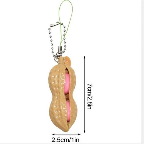 Descompressão Amendoim Chave -Chain Squeeze Edamame Pea Pods Chaves anti -estresse brinquedem crianças adultos descompressão