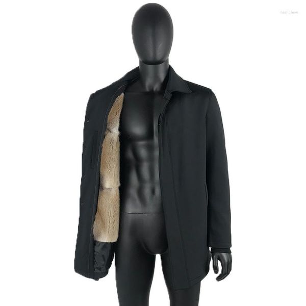 Masculino masculino de moda de moda natural casaco de pele natural parka muskrat lineamento de margens clássicas casuais de alta qualidade