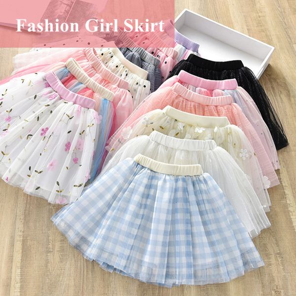 Gonne 16Y Tutu carino per ragazza Estate Bambini Plaid floreale Bambini Gonne rosa Dance Party jupe Morbido Mini Tulle Ragazze 230327