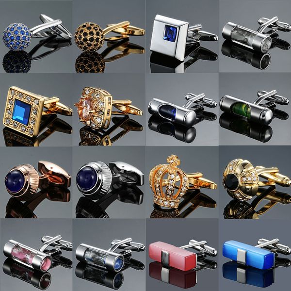 Cuff Links Crown Hourgass Crown Crystal Cufflinks para presentes de casamento Jóias de jóias Marca de luxo Man camise