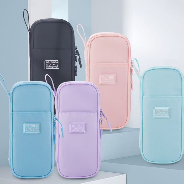 Bolsas de lápis Angoo Big Things Case Lápis Bolsa de caneta Simples Color Multi Camadas Bolsa de armazenamento Easy Handal