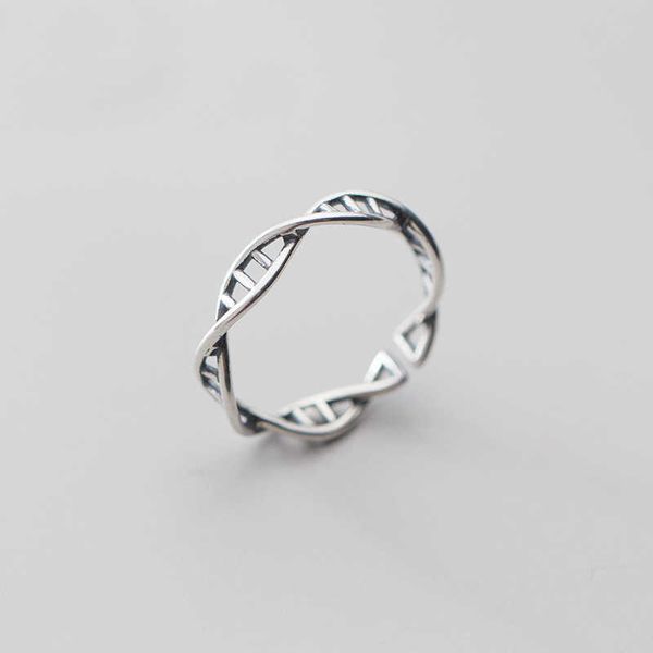 Bandringe MloveAcc 925 Sterling Silber DNA Chemie Molekül Ringe Offener Verstellbarer Ring Doppelhelix Minimalistischer Ring für Frauen Mädchen Teenager G230327