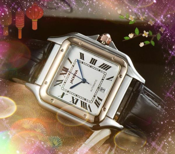 alta qualità serbatoio di lusso solo quadrato romano orologi mens cinturino in pelle movimento al quarzo orologio oro argento braccialetto per il tempo libero orologio da polso montres reloj
