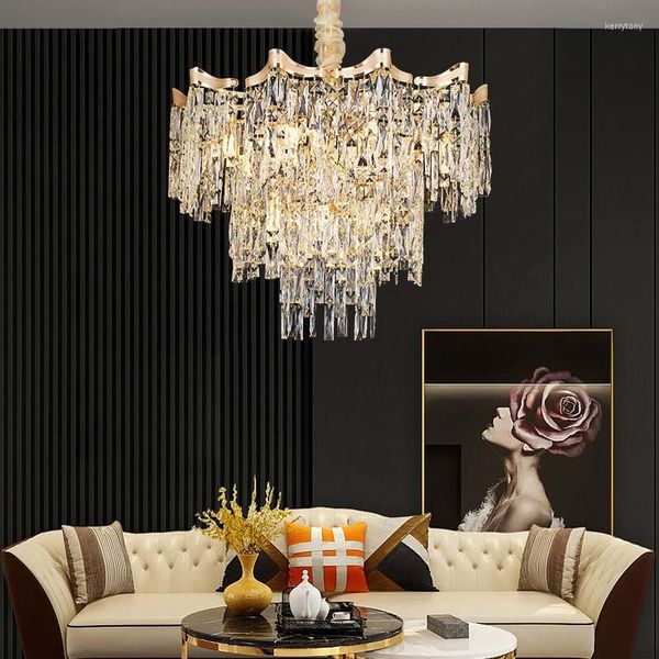 Candeliers leves de lâmpada de cristal de luxo lustre de personalidade atmosfera salão de vida e sala de jantar bedroomeropeupeu