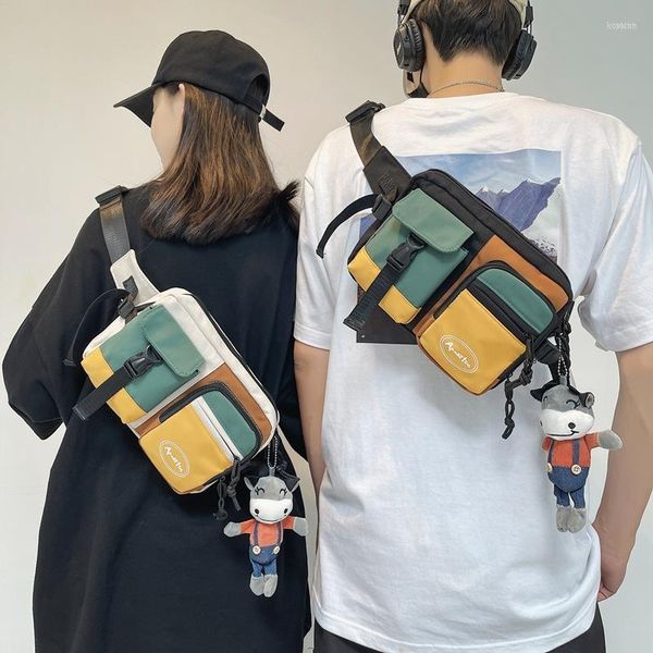 Marsupi Donna Uomo Petto Borsa a tracolla in nylon con tracolla per telefono 2023 Tendenza Borse per studenti delle scuole superiori di moda coreana Bolsas