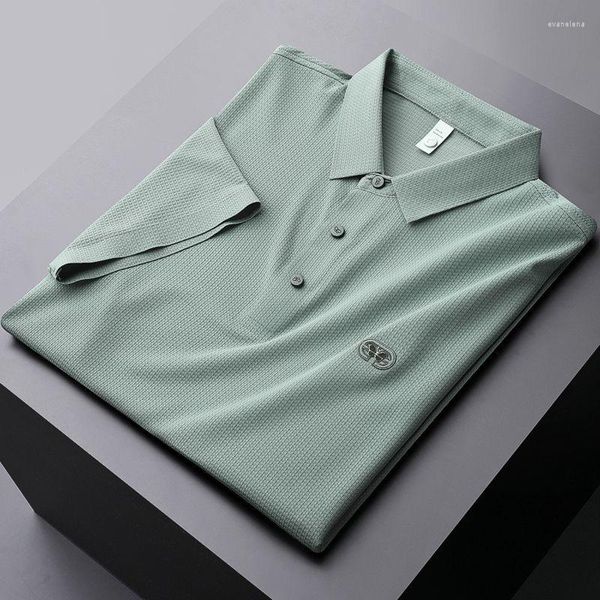 Herren-Poloshirts, Premium-Design, Schmetterlings-gesticktes Poloshirt, kurzärmeliges Herren-Poloshirt, 2023, Sommermode, lässiges, atmungsaktives Eisseiden-T-Shirt