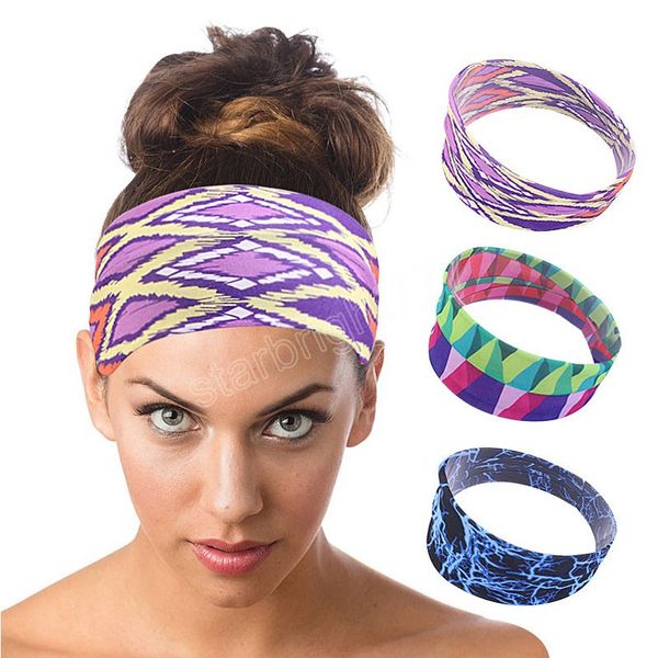 Geometrische Tie Dye Radfahren Yoga Sport Schweiß Stirnband Frauen Schweißband Für Männer Frauen Yoga Haar Bands Kopf Schweiß Bands sport