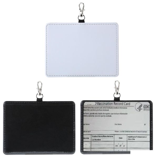 Sublimationsrohlinge Leerer Pu-Leder-ID-Ausweishalter mit Fensterkartenhaltern für Arbeitsschlüssel-Führerschein-Drop Dhjfx
