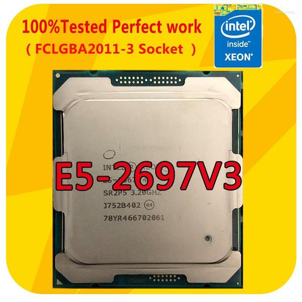 Placas-mãe E5-2697V3 Intel Xeon 2,6 GHz Processador de CPU 14 núcleos 35M LGA2011-3 para x99 placa-mãe