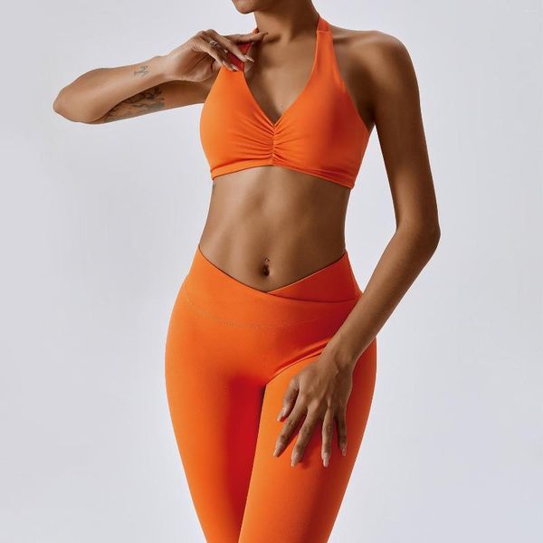 Conjunto ativo de duas peças Mulheres de Yoga Sexy Sportswear Gym Clothing Fitness Wear Suit Sports Roupos Sports Sports Sport e Legging Conjunto