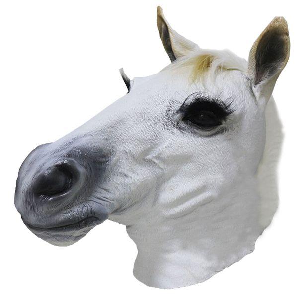 Maschere per feste in lattice animale realistico cavallo bianco maschera di Halloween cosplay fancy dress up maschera per costume di carnevale 230327