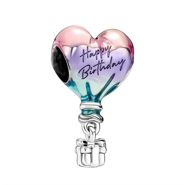 Neue Happy Birthday Ballon Charm Perlen Krone Herz Baumeln Anhänger Fit Original Armband DIY Frauen Schmuck Geschenk
