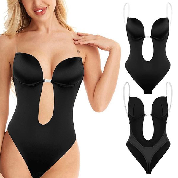 Bel karın şekillendirici kadınlar tam vücut şekillendirici sütyen derin v arka plansız daldırma korse seksi tanga shapewear görünmez push up iç çamaşırı zayıflama börek faja 230327