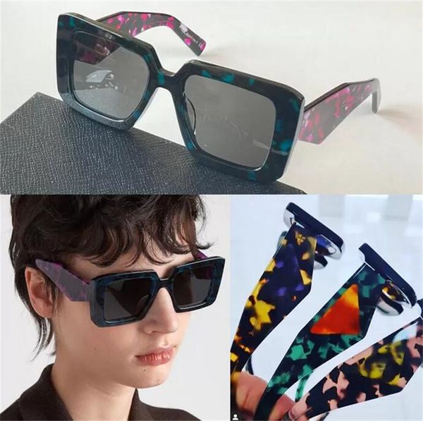 Logo-Symbol Farbe Sonnenbrille übergroße Designer Männer Frauen Sommer SPR23Y Blaugrüne Schildpattbrille Anti-Ultraviolett-Quadratplatte Vollformatbrille mit BOX