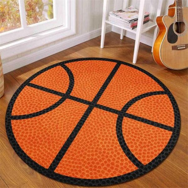 Teppiche runder Teppich Cartoon Fußball Basketball Tapis Bodenmatte Stuhl Anti-Rutsch-Teppich weich für Wohnzimmer Schlafzimmer Dekor