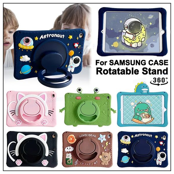 Cartoon Astronot Şok geçirmez Tablet Kılıfı 360 Samsung Galaxy Tab A8 X200 S6 A7 Lite T220 T290 T510 T500 P610 Silikon Kılıfları Omuz Kayışı ile