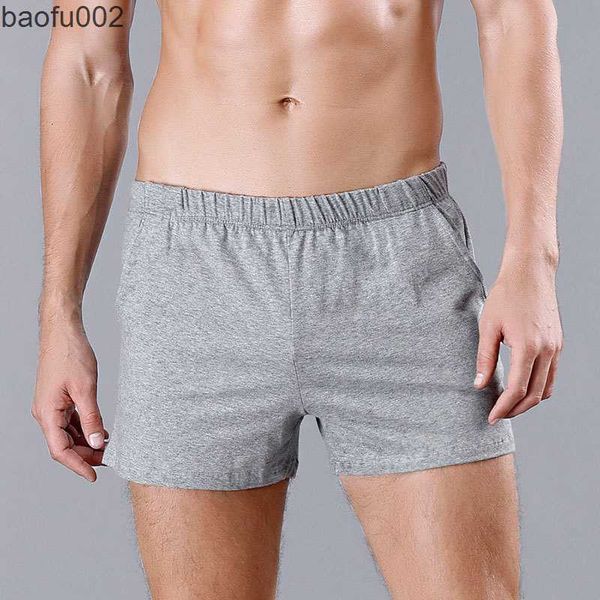 Shorts masculinos masculinos de pm pijama shorts sólidos de sono casual shorts soltos de verão masculino boxers roupas íntimas do sono masculino calça de moletom a50 w0327