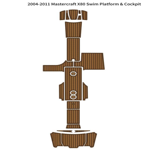 2004-2011 Mastercraft x80 Piattaforma da nuoto Cockpit Pad Boat Eva Foam Teak Map Match Autocontro