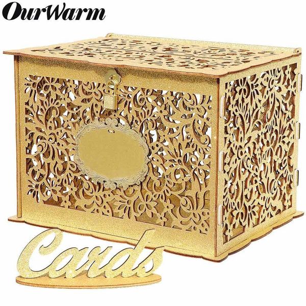 Outros suprimentos de festa do evento Ourwarm Wedd Card Box Baby Shower Birthday Decoration Presente de madeira com Lock DIY Money 3024215cm 230327