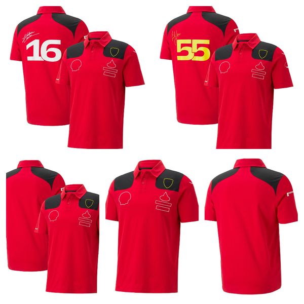 2023 Nova F1 Team Racing Dress Fórmula 1 Camisa POLO de manga curta masculina personalizada casual camiseta vermelha
