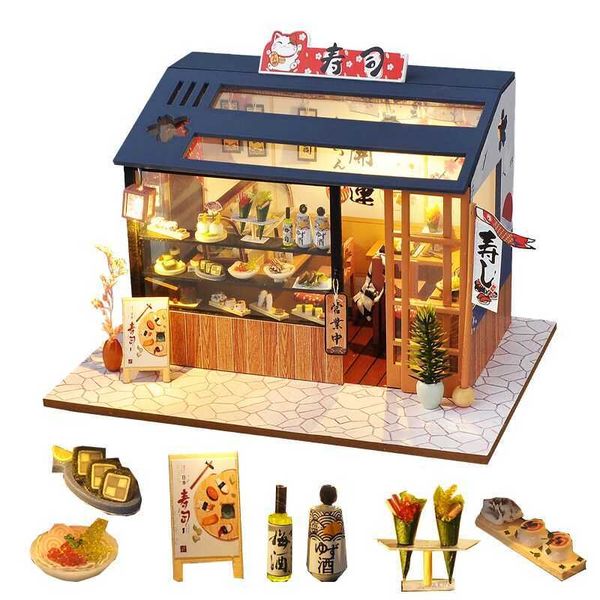 Архитектура/DIY House Cutebee Diy Dollhouse Kit Wood Doll House Miniature Dollhouse Furniture Kit со светодиодными игрушками для детей подарком на день рождения