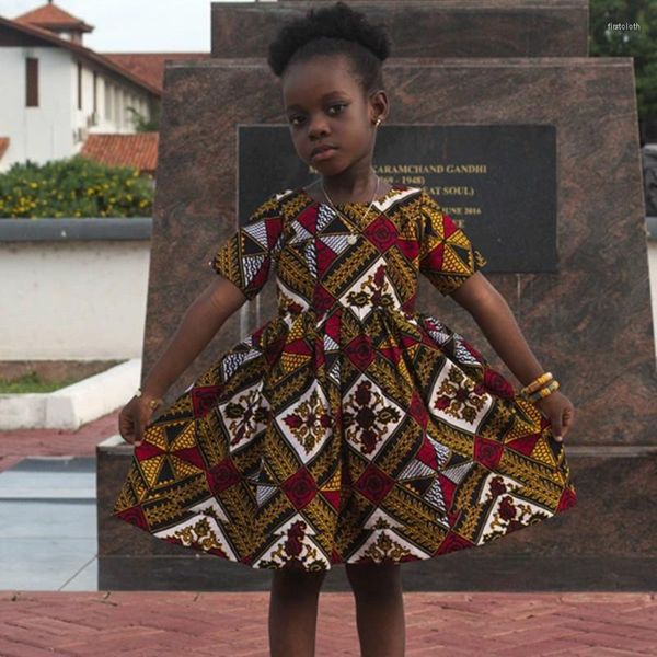 Roupas étnicas Crianças vestidos de princesa africana Bazin Riche Roupas Tradicional Vestido Africa para Garota Dashiki Impressão