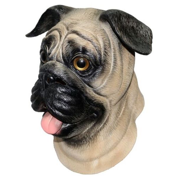 Maschere per feste Maschera di carnevale per feste in lattice a testa piena realistica Casa per animali domestici Pug Dog Fancy Dress Up 230327