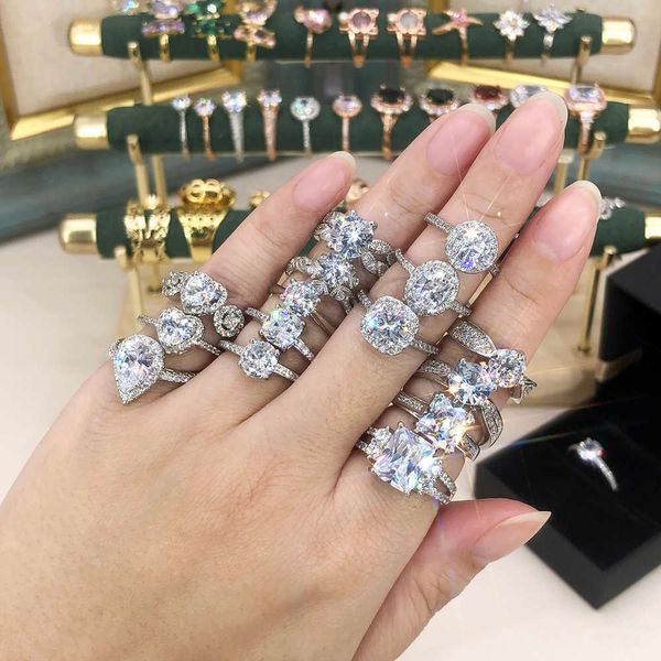 Кольца полосы кольца модный хрустальный пасьянс кольцо для женщин Dainty Circonia Свадебное обручальное серебряное цвет обещание брачное кольцо для свадебных ювелирных изделий Z0327