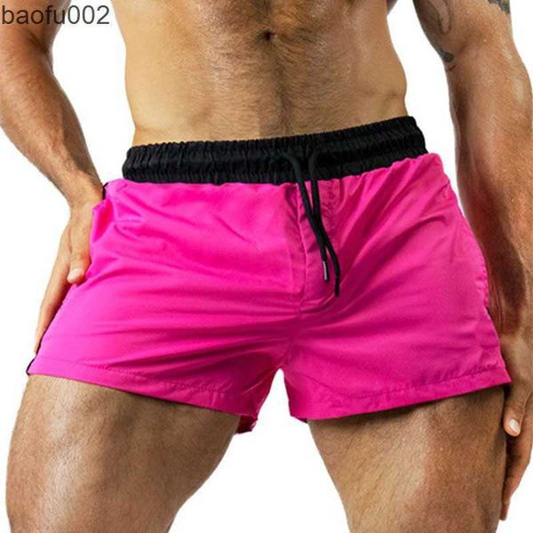 Shorts masculinos novos homens esportes rapidamente seco sem linear shorts boxers de cinto elástico leve, troncos de troncos para academias de ginásios que executam shorts de praia de fitness w0327