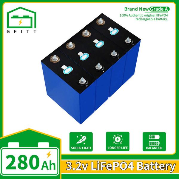 LifePO4 280AH Bateria recarregável LIFEPO4 Batteri Fosfato de ferro de lítio para carro de turismo elétrico RV EV Células solares motocicleta