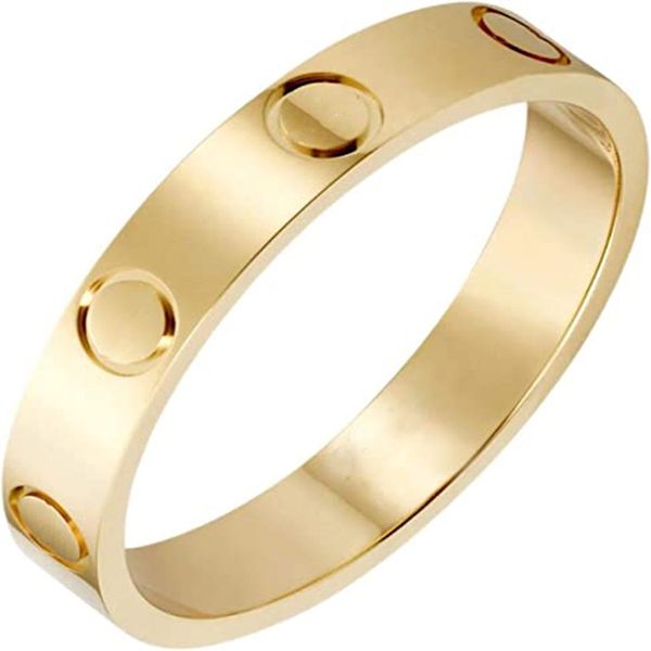 Anel de 4 /5 / 6mm Amor Casamento para Homens Mulheres Casais Banda Clássica Sier Gold Rose Anéis Joias Diamantes Moda Casual Rua com Caixa Vermelha