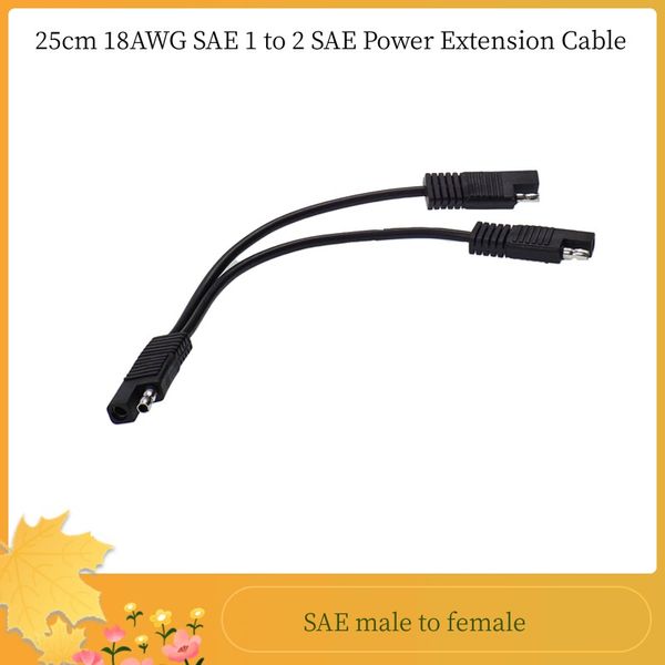 Consuma elettronica 2 pz / lotto 25 cm 18 AWG SAE da 1 a 2 Cavo di prolunga di alimentazione SAE Adattatore sdoppiatore per auto Solare Sgancio rapido Disconnessione Alimentazione DC Ricarica Automotive