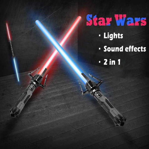 Led Rave Spielzeug 80 cm Laser Schwert RGB Licht Sound Spezielle Effekte Einziehbares Lichtschwert Junge kinder Geschenk Jedi ritter Y2303