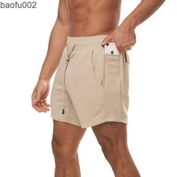 Мужские шорты мужской спортзал бодибилдинг спортивная одежда мужская спортивная спорт с пятиточечными прямыми брюками твердый цвет.