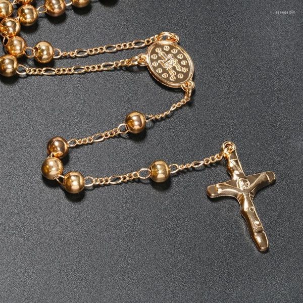 Catene da 6 mm, rosario, preghiera, perline, collana, cattolici, cristiani, religiosi, gioielli, fascino, regalo per uomini e donne, gioielli con ciondolo a croce