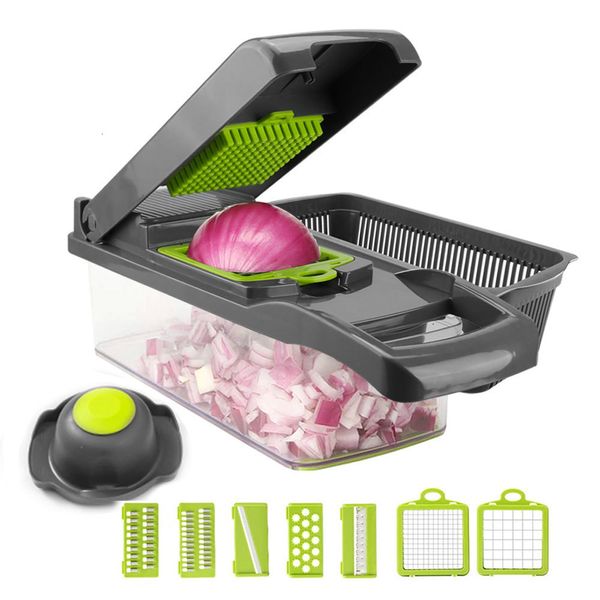 Ferramentas de vegetais de frutas cortador de vegetais 8 em 1 6 Blades de cubos Slicer Shredder Fruit descascador de batata de queijo ralador de ralador Chopper Kitchen Acessórios ferramenta 230328