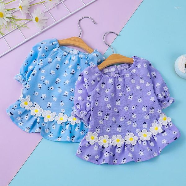 Костюмы для кошек дышащие летние цветочные платья для домашних животных фиолетовые круглые воротницы юбка для щенка