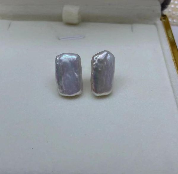 Orecchini a bottone Perla d'acqua dolce naturale Argento sterling 925 Grandi gioielli barocchi Orecchini per le donne