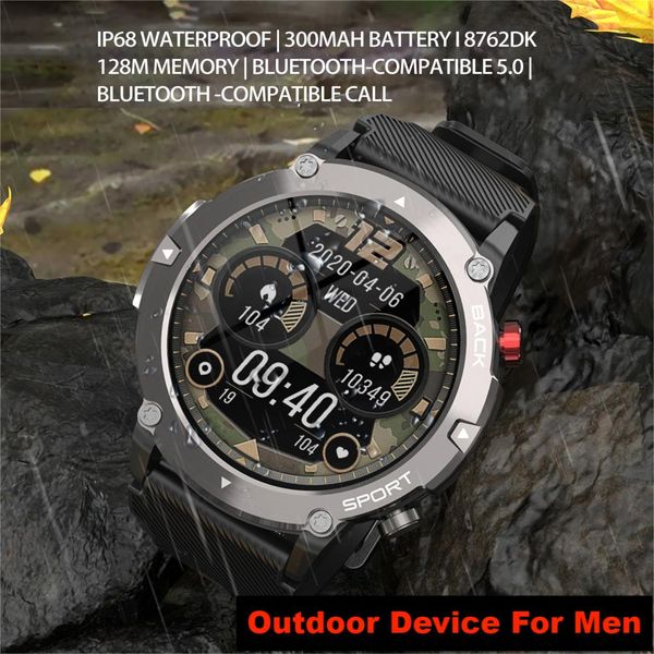 Relógio inteligente Carbon Black Ultra Army Outdoor Smartwatch ios andorid watch para homem Chamando IP68 Deep Waterproof Multiple Sports Modes Tactical Fitness Watch Tracker