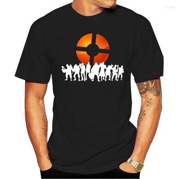 Camisetas masculinas 2023 lazer a moda de algodão T-shirt Men Team Fortress 2 Logo Black Funny Rodty