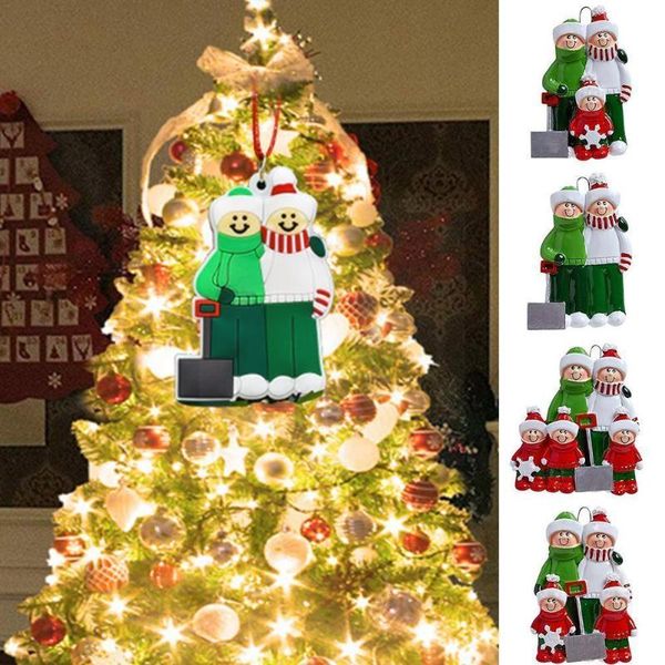 Decorazioni natalizie Nome fai-da-te Bella famiglia appesa ornamento in resina Albero sorridente Babbo Natale con slitta Decor Ciondolo Claus O3Z6