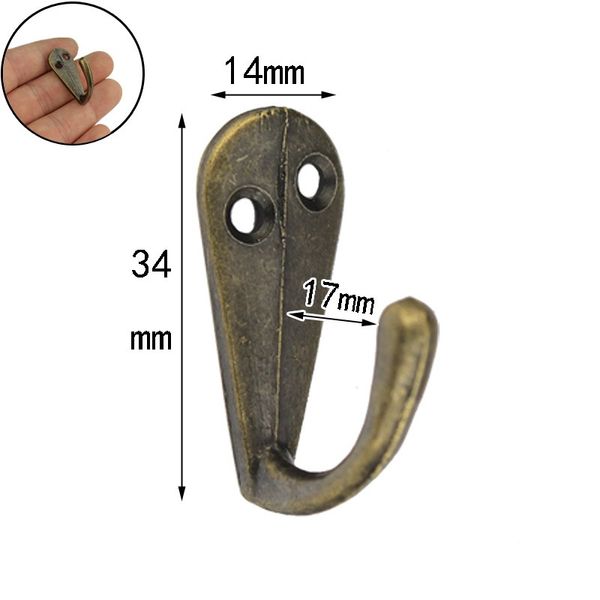 Depolama Tutucular Raflar Tek Prong Hook Askı Antika Bronz 3,4cm x Giysiler Ceket Çöp Çanta Şapkası için