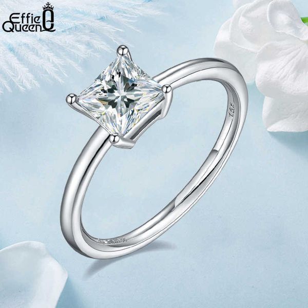 Anel de noivado anel de Effie da rainha Moissanita, anel de prata esterlina exclusivo feminino, cor de diamante 1ct d smr57 z0327