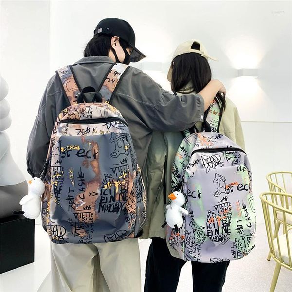 Bolsas de escola Mulheres Bolsa Estudante Harajuku Oxford School School College Backpack Letter Letter Men Casal de moda coreana