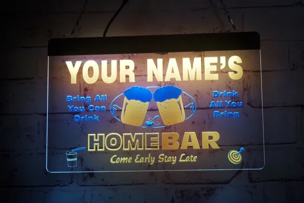 LX1294 LED Strip Lights Firma i tuoi nomi Boccale di birra Home Bar Vieni presto Stay Late Incisione 3D Dual Color Design gratuito Vendita al dettaglio all'ingrosso